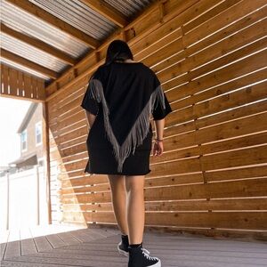 Black Dress with Silver Fringe